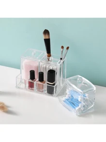 1 Pieza Contenedor Organizador De Dispensador De Soporte Para Hisopos, Contenedor De Almacenamiento De Baño Claro - Multicolor - Ver 5