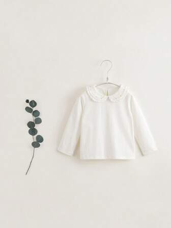 Veckad Remsa Enkel Unga flickor T-shirts