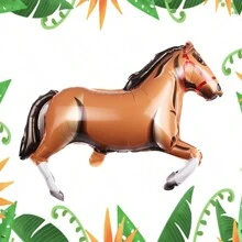 3入組大型棕色卡通馬形動物鋁箔氣球,適用於生日派對裝飾和玩具