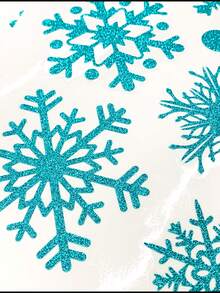 9pcs Christmas Snowflake Decorative Window Stickers, Electrostatic Sticker For Decorating Shop Windows, Glass Doors, Etc. - Blue - View 3