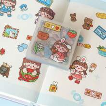 1 Pieza Pegatina De Dibujos Animados De Chica Linda, 100 Piezas Pegatinas De Cuaderno, Pegatinas A Prueba De Agua Para Diario Y Scrapbooking - Multicolor - Ver 7