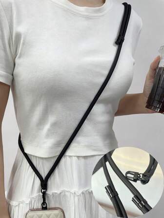 加厚加粗黑色金属配件，可调节挂绳，后肩斜挎背带，防丢失手机壳挂绳，适合送给母亲、家人、朋友、生日、节日的手机挂饰、手机链