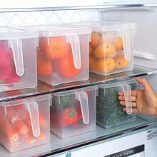 QIYINGFA 1pc Transparent Fridge Storage Box With Lid For Kitchen, Suitable For Fruit, Vegetable, Grain Preservation - White - View 1