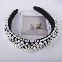 珍珠和鑽石海綿頭帶,適合女性,復古且別緻的髮飾,最適合日常穿著