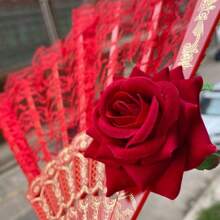 1pc Ladies' Lolita Style Lace Fan Chinese Dance Fan Qipao Accessory European Style Cosplay Folding Fan With Rose Pattern