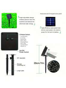 1入組32米/ 300led太陽能戶外裝飾燈串,8種模式,防水,適用於聖誕和新年裝飾 - 彩色 - 查看 7