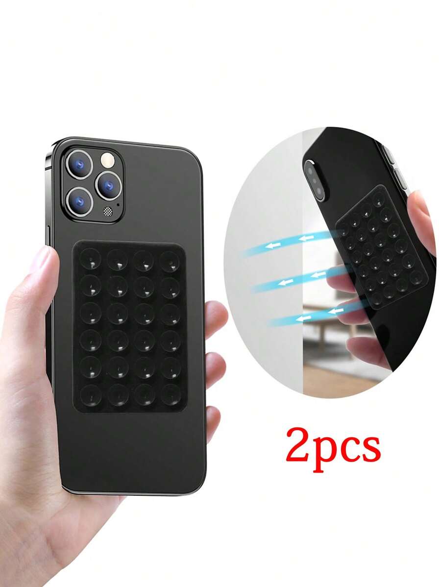 2 件矽膠手機防滑吸盤,附 24 件矽膠自黏盤,適用於手機、行動電源、汽車儀表板等。