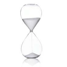 1 pezzo timer da 5 minuti, in vetro trasparente e sabbia bianca, per decorazione da tavolo in soggiorno/camera da letto/studio/ufficio, ottimo come regalo