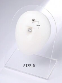 1pc S925 Sterling Silver Double Rhinestone Navel Ring Round Belly Button Piercing, Simple, Stylish And Sexy For Summer Beach Wear Holiday - Silver - View 9