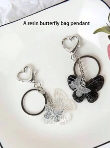Schattige cartoon vlinder sleutelhanger, perfect als sporttas bedelaccessoire! Modieus, draagbaar, geschikt voor op reis, geschikt voor school, geschikt voor op reis, eenvoudige stijl, effen kleur, geschikt voor studenten, leermiddelen, auto-accessoires, dames sleutelhanger bedel, Valentijnsdag