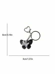 Schattige cartoon vlinder sleutelhanger, perfect als sporttas bedelaccessoire! Modieus, draagbaar, geschikt voor op reis, geschikt voor school, geschikt voor op reis, eenvoudige stijl, effen kleur, geschikt voor studenten, leermiddelen, auto-accessoires, dames sleutelhanger bedel, Valentijnsdag