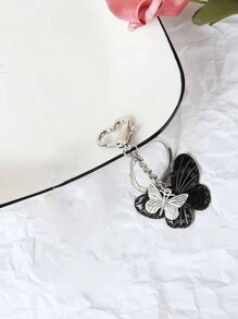 Schattige cartoon vlinder sleutelhanger, perfect als sporttas bedelaccessoire! Modieus, draagbaar, geschikt voor op reis, geschikt voor school, geschikt voor op reis, eenvoudige stijl, effen kleur, geschikt voor studenten, leermiddelen, auto-accessoires, dames sleutelhanger bedel, Valentijnsdag