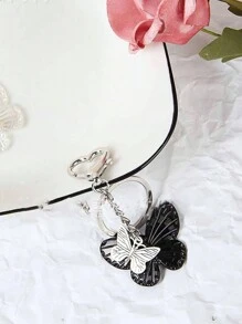 Schattige cartoon vlinder sleutelhanger, perfect als sporttas bedelaccessoire! Modieus, draagbaar, geschikt voor op reis, geschikt voor school, geschikt voor op reis, eenvoudige stijl, effen kleur, geschikt voor studenten, leermiddelen, auto-accessoires, dames sleutelhanger bedel, Valentijnsdag