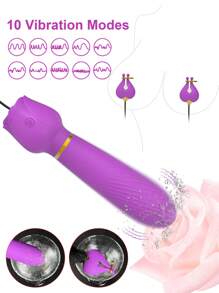 Pinza para pezón con flor, estimulador clitorial vibrador, dilatador vaginal, juguetes sexuales para mujeres, estimulador del punto G y clítoris, tapón anal, bienestar sexual, vibrador (Mayores de 18 años)