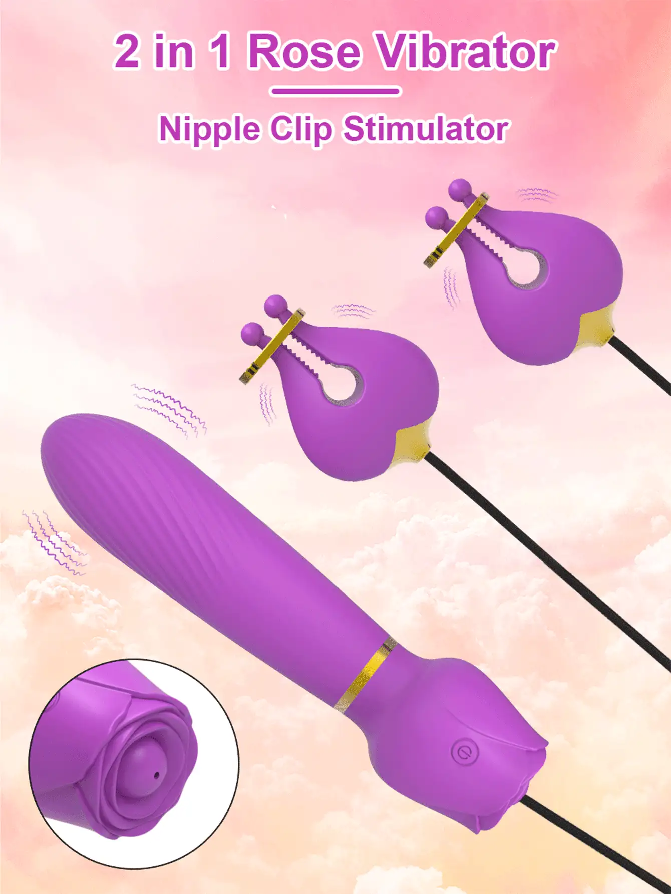 Pinza para pezón con flor, estimulador clitorial vibrador, dilatador vaginal, juguetes sexuales para mujeres, estimulador del punto G y clítoris, tapón anal, bienestar sexual, vibrador (Mayores de 18 años)