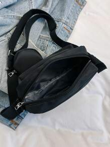 Oferta - Bolso de hombro ajustable de unicolor y multifuncional para mujer y niño - Negro - Ver 8