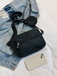 Oferta - Bolso de hombro ajustable de unicolor y multifuncional para mujer y niño - Negro - Ver 6