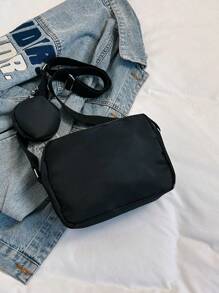 Oferta - Bolso de hombro ajustable de unicolor y multifuncional para mujer y niño - Negro - Ver 7