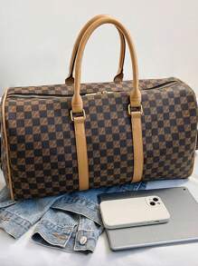 Đa chức năng Dung lượng lớn Túi du lịch Checkered Bàn cờ Checkered Cái túi Túi tote Kẻ sọc Túi xách tay Tay Cái túi Túi thể thao Túi đeo vai Đối với Kỳ nghỉ Ngày lễ Bệnh viện Trở lại Trường Cho nam giới NỮ Học sinh Đi du lịch Cái túi Kẻ sọc - màu nâu - Xem 4