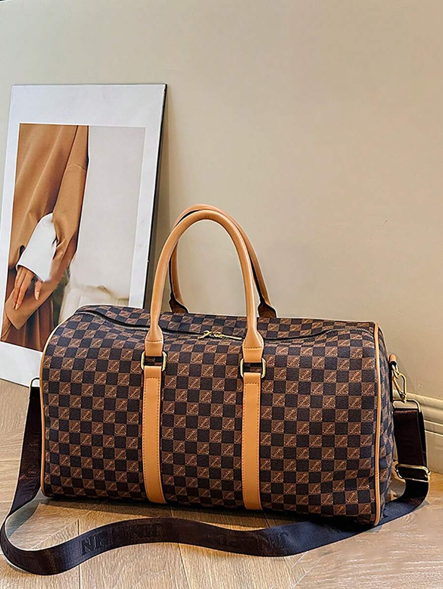 Đa chức năng Dung lượng lớn Túi du lịch Checkered Bàn cờ Checkered Cái túi Túi tote Kẻ sọc Túi xách tay Tay Cái túi Túi thể thao Túi đeo vai Đối với Kỳ nghỉ Ngày lễ Bệnh viện Trở lại Trường Cho nam giới NỮ Học sinh Đi du lịch Cái túi Kẻ sọc - màu nâu - Xem 1