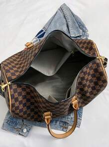 Đa chức năng Dung lượng lớn Túi du lịch Checkered Bàn cờ Checkered Cái túi Túi tote Kẻ sọc Túi xách tay Tay Cái túi Túi thể thao Túi đeo vai Đối với Kỳ nghỉ Ngày lễ Bệnh viện Trở lại Trường Cho nam giới NỮ Học sinh Đi du lịch Cái túi Kẻ sọc - màu nâu - Xem 7