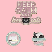 1/3pcs Cartoon Personalized English Alphabet Cat Shaped Metal Alloy Brooch Pin/Badge For Women And Girls As Daily Small Gift - Multicolor - View 2