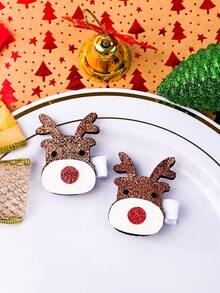 2 件裝聖誕派對閃閃發光馴鹿髮夾適合女嬰、聖誕節和派對裝飾髮飾