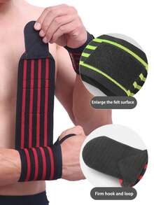 1pc Unisex Sports Elastic Compression Wristband, Weightlifting Wraps To Prevent Sprained Wrist - Hot Pink - View 3