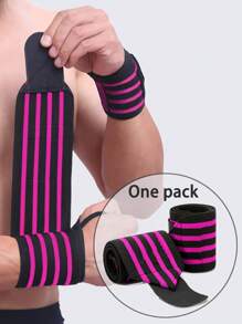1pc Unisex Sports Elastic Compression Wristband, Weightlifting Wraps To Prevent Sprained Wrist - Hot Pink - View 1