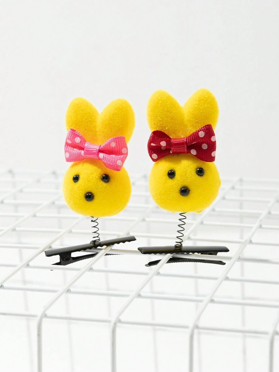 2pcs Cute Tiny Chicken & Duck Barrettes (Accessories Shipped Randomly) - Multicolor - View 1