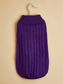 1 Miếng Tím Đơn giản Xoắn Mẫu Retro Áo cao cổ Áo len thú cưng Đối với Chó to Chó tha mồi vàng , Teddy Và Mèo - Màu tím - Xem 6