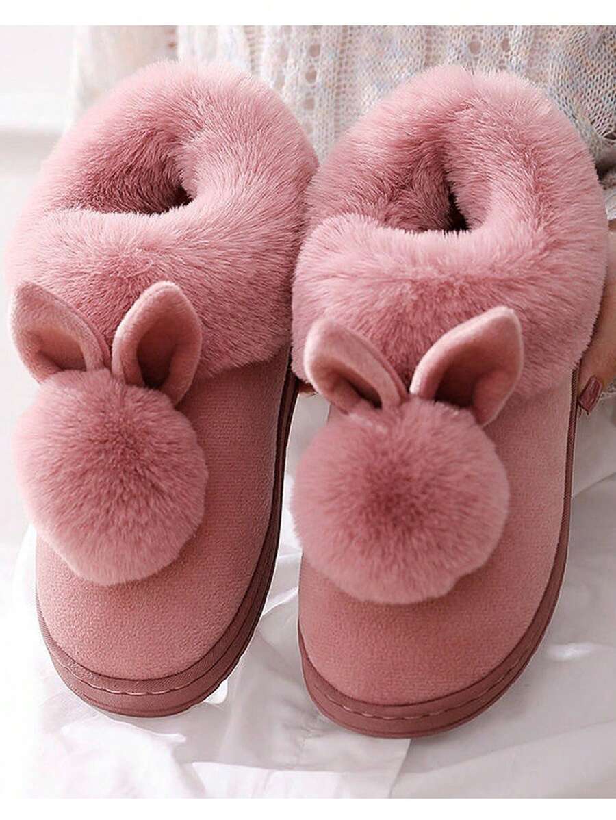 Pantuflas Para Mujer Suaves Peluche Para Descanso Dormitorio Suela Ligera - Rosa Pálido - Ver 1