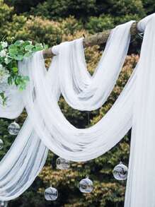 1卷5/10/20米白色欧根纱拱形布，派对室椅背装饰，礼品包装欧根纱，婚礼派对背景装饰，生日派对餐桌装饰欧根纱，鲜花包装绳，婚礼装饰欧根纱，椅背装饰，派对礼物，派对装饰，桌面中心装饰品，万圣节装饰，圣诞节装饰，2026新年 - 白色 - 查看 6