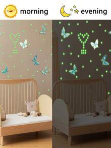 2 Piezas Hermosas Pegatinas Luminosas Con Forma De Mariposa De Cristal Para Decoración Luminosa De Pared - Multicolor - Ver 8