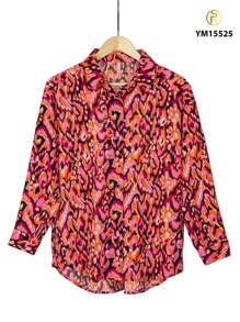 Tropical Dress Blouse Long Sleeve Comfortable Stretch Fabric - Breathable Shirt That Does Not Retain Odors 4 Colors Available - Pink - View 1