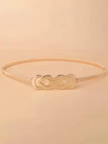 1 pieza Cadena elástica de cintura de metal para mujer, multifuncional para vestido, abrigo, suéter, jeans de verano, escuela de otoño, otoño, Halloween - Dorado - Ver 2