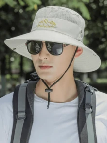 1pc Unisex Bucket Hat, Summer Breathable Sun Hat For Outdoor Activities - Khaki - View 2