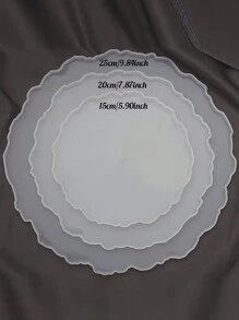 3 pièces moules à plateau de fruits en résine à trois couches, moules de support en résine avec support, moules de plateau stratifié en résine époxy, moules de coulée en résine et silicone et accessoires de quincaillerie pour fabriquer une table de service - Blanc - Voir 4