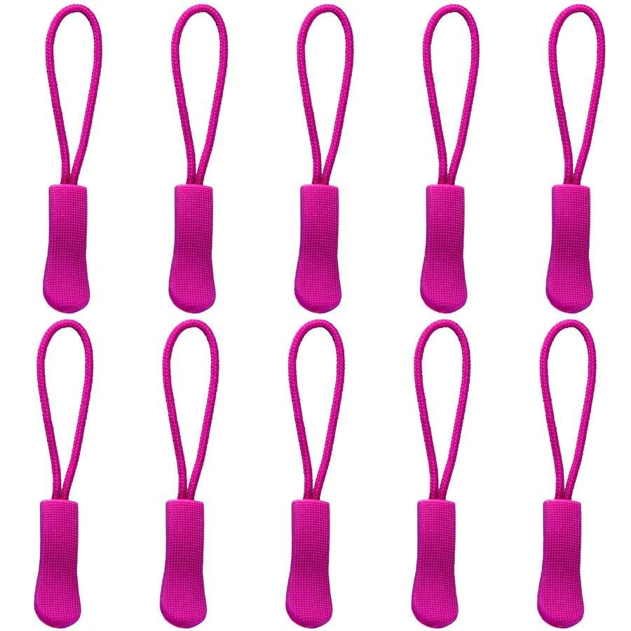 10 cái Thay thế Dây kéo Kéo Hoa hồng Đỏ  Dây kéo Kéo Cord Máy mở rộng Đối với Ba lô - Jackets - Hành lý - Ví - Túi xách - Màu Hồng Tươi - Xem 1