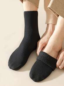 3對男女通用直筒加厚冬季卡脖子毛絨皮毛一體加厚襪子