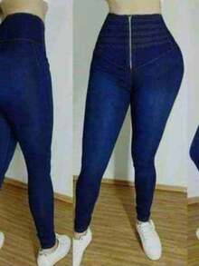 PANTALON MEZCLILLA COSTILLERO - Azul lavado oscuro - Ver 3