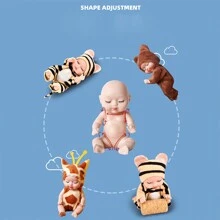 1 件可爱动物娃娃鹿、蜜蜂、熊、长颈鹿、老虎、兔子睡眠模拟重生娃娃，带衣服展示柜娃娃，睡娃娃礼物 - 藍色 - 查看 7