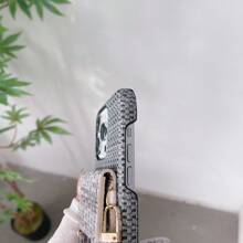 適用於iphone 15 Pro Max / 14 Pro的手機殼,斜跨包,卡片和手提包、全覆蓋保護殼,編織圖案、簡約、奢華、優雅、裸機、輕奢 - 卡其色 - 查看 7