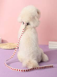 1条涤纶材质清新微风爱心图案宠物牵引绳，适合猫咪和小型犬户外使用（不适合大型犬）。 - 紅色 - 查看 2