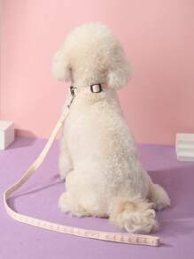 1pc Polyester Material Fresh Breeze Heart Pattern Pet Leash, Suitable For Cats & Small Dogs Outdoor Use (Not Suitable For Large Dogs) - Pink - View 2