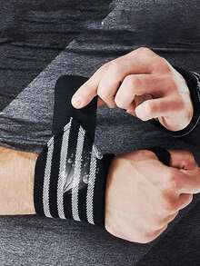 1pc Unisex Sports Elastic Compression Wristband, Weightlifting Wraps To Prevent Sprained Wrist - Hot Pink - View 2