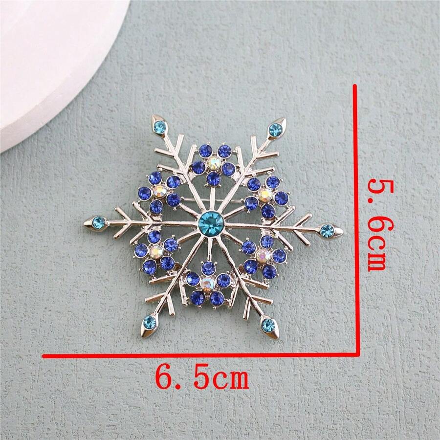 Yuan Shuo 1新款冬季高級全鑲水鑽雪花胸針聖誕系列 - 銀色 - 查看 1