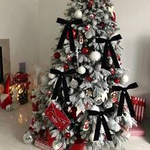 1卷黑色天鵝絨/緞帶禮物包裝絲帶,diy聖誕裝飾必备 - 黑色 - 查看 4