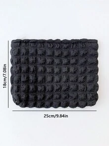 1 Pieza Bolsa Portátil De Gran Capacidad Con Impresión De Letras Para Cosméticos, Artículos De Tocador Y Almacenamiento - Negro - Ver 7