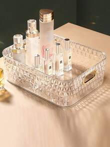 1個托盤,化妝品展示架,收納盒,書桌收納架,適用於護膚面膜,香水,沐浴用品,零食,糖果,梳妝台,浴室,臥室,客廳,衣櫃,櫥櫃,鏡櫃 - 白色 - 查看 6